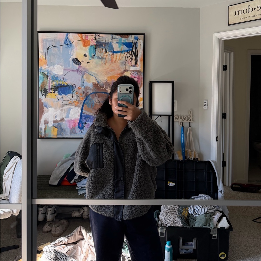 Cozy Gray Sherpa Jacket